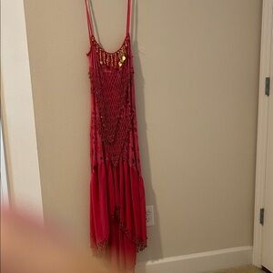 Elegant Red High Low Women's Belly Dancing Dress